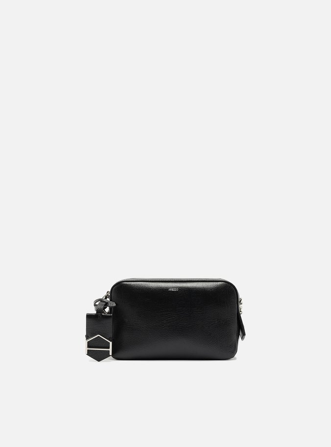 Bolsa Tiracolo Preta Couro Abraccio 2.0 Pequena