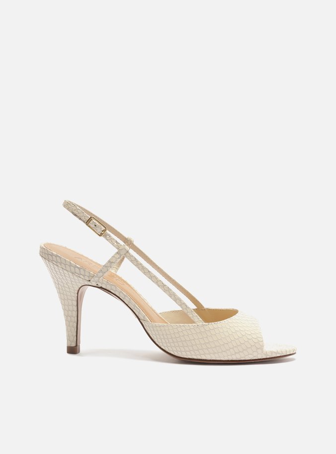 Scarpin Peep Toe Off White Textura Snake