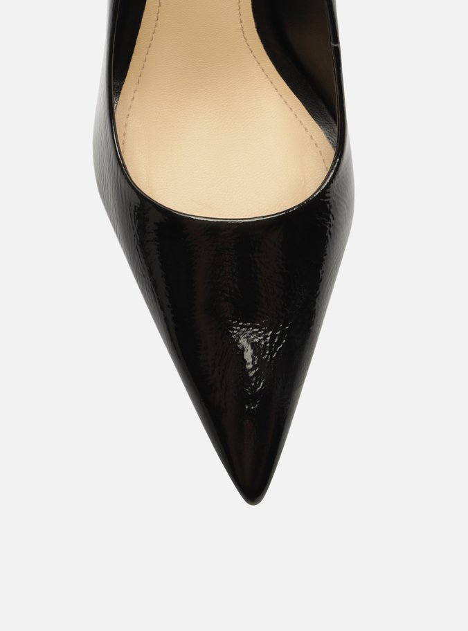 Scarpin Preto Verniz Salto Fino Bico Fino
