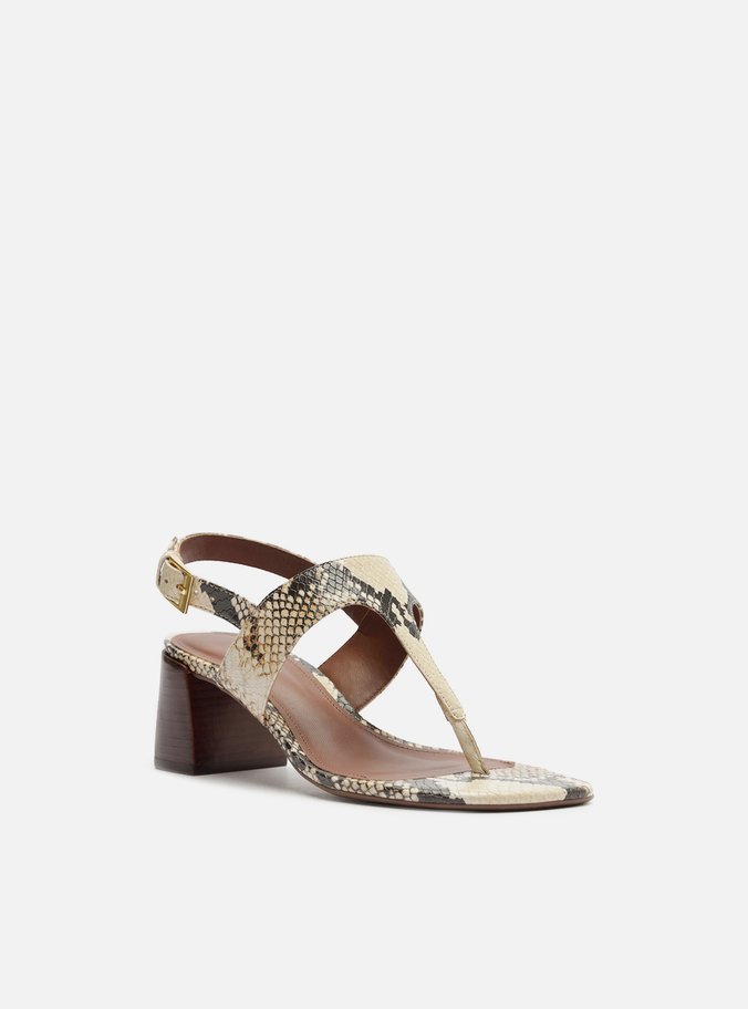 Sandália Animal Print Salto Bloco Slim