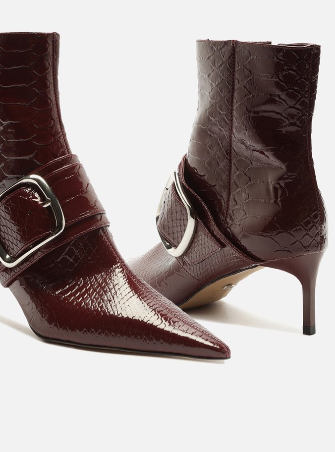 Bota Vermelha Snake Salto Fino Fivela