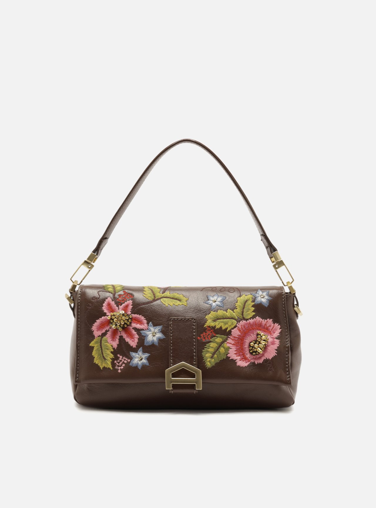 Bolsa Tiracolo Marrom Couro Média — foto 1
