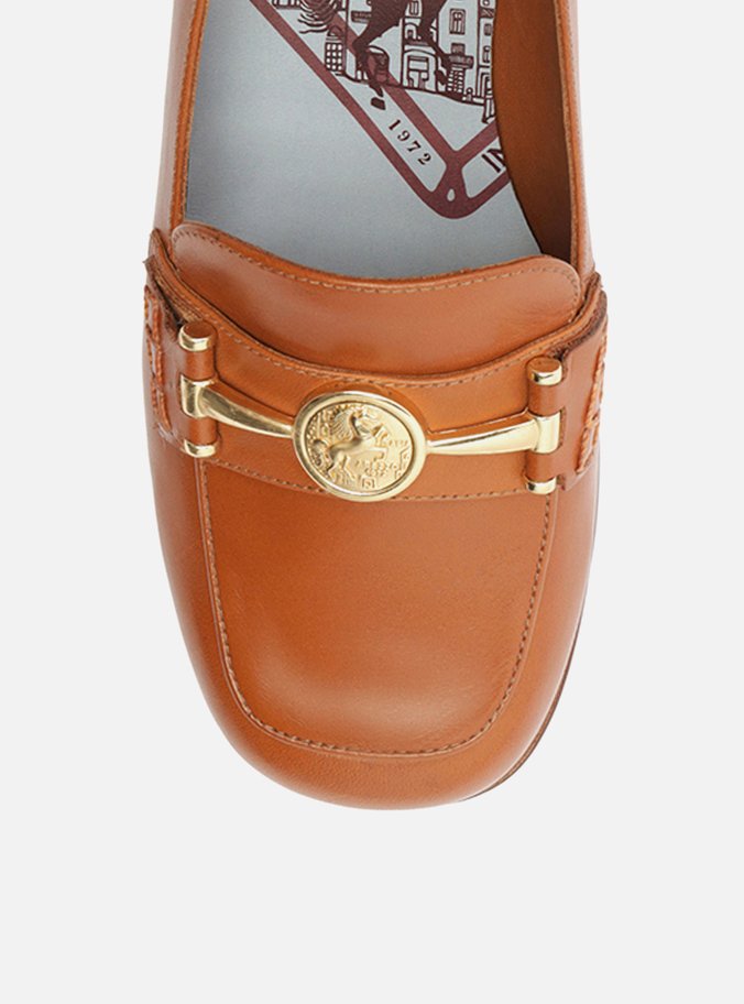 Loafer Marrom Couro Bloco Medalha