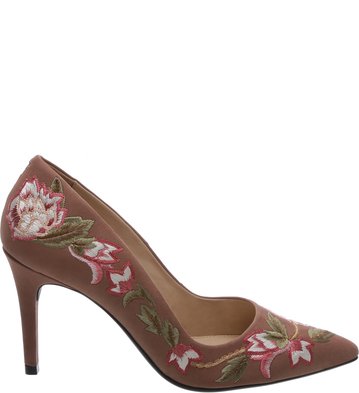 Scarpin Bordados Flores Smoke Rose