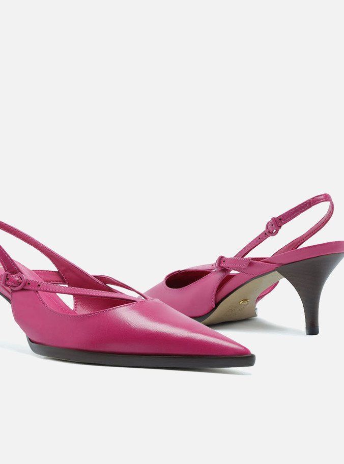 Scarpin Rosa Salto Baixo Tiras