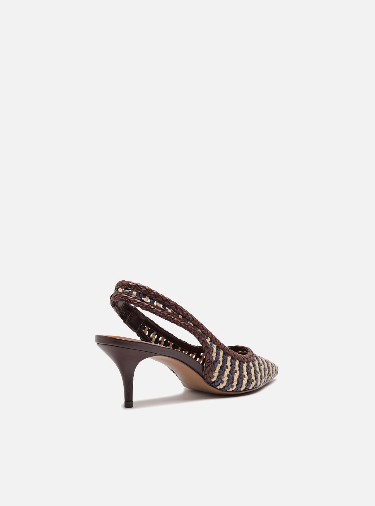 Scarpin Marrom Tressê Salto Fino Slingback — foto 4