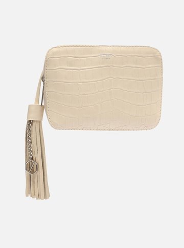 Bolsa Tiracolo Off-White Croco Pequena Barbicacho