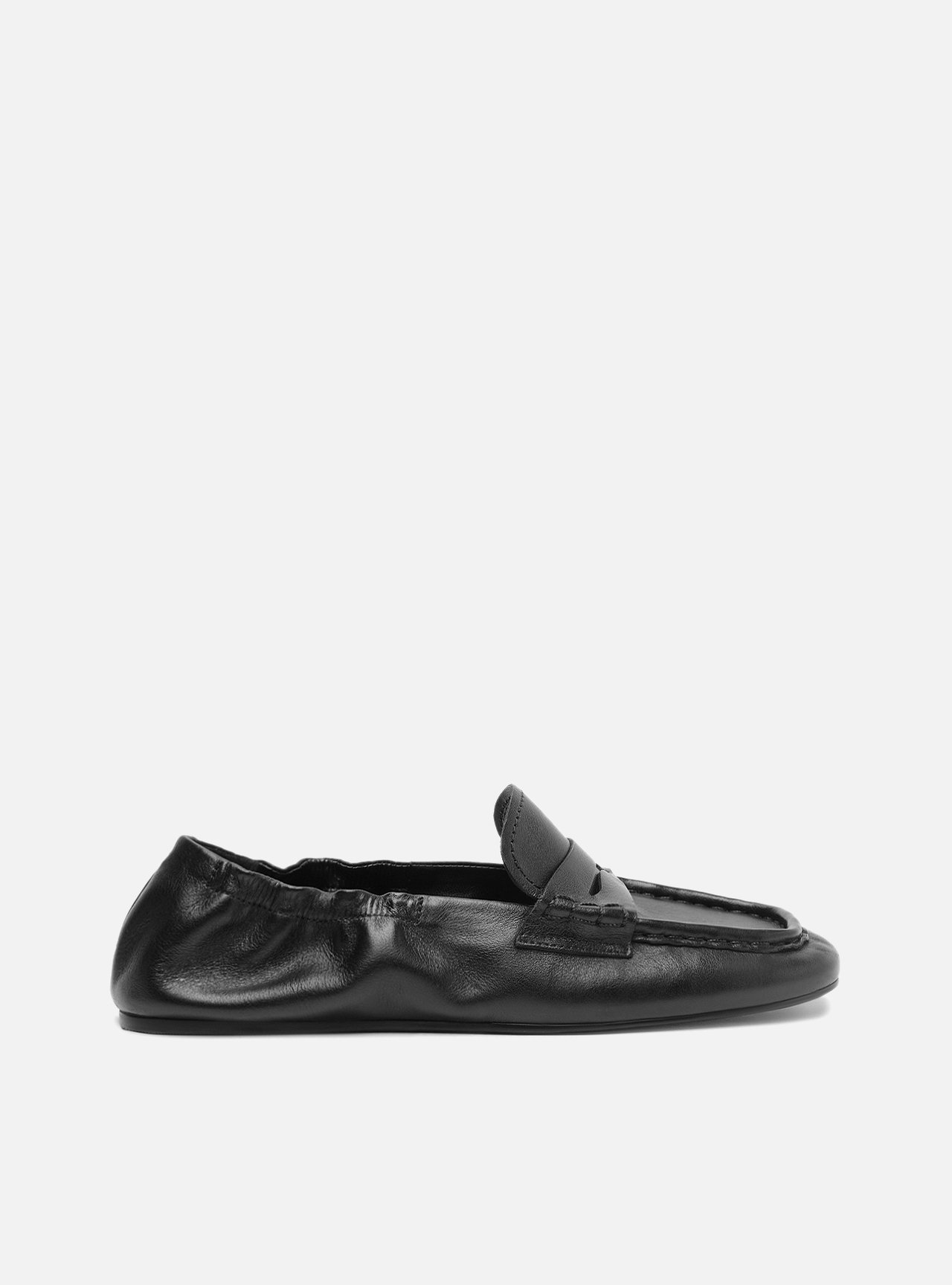 Mocassim Preto Couro Bico Quadrado Soft — foto 1