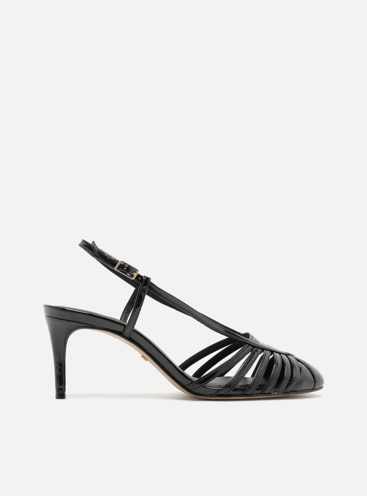 Scarpin Preto Verniz Salto Kitten Tira Contínua — foto 1