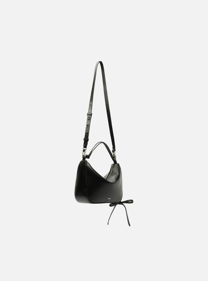 Bolsa Tiracolo Preta Couro Pequena Alças Mix