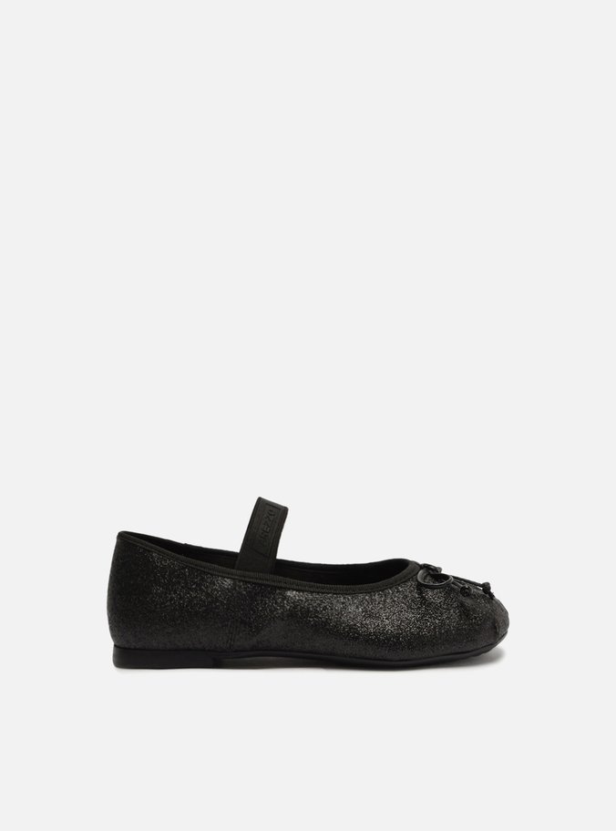 Sapatilha Infantil Preta Glitter Bico Redondo Charlotte