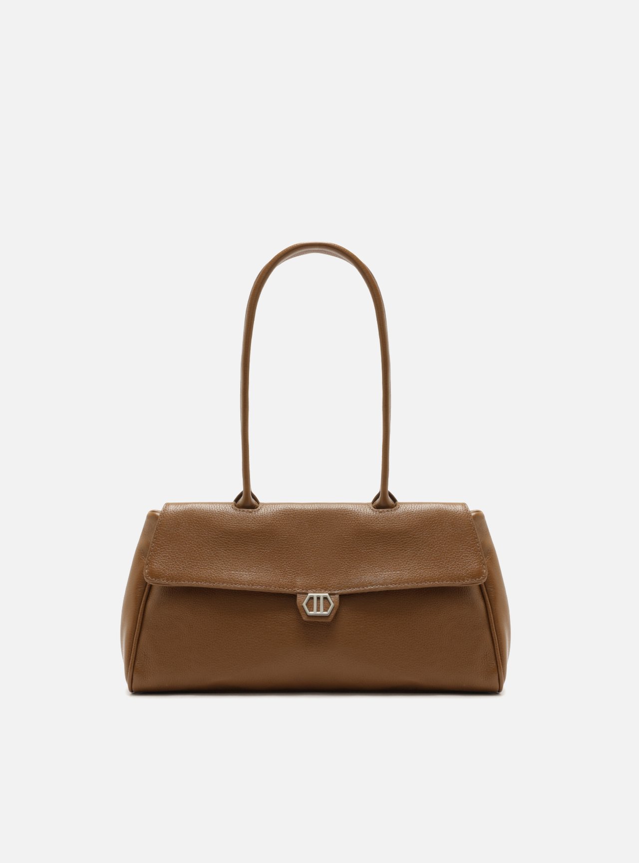 Bolsa Shoulder Marrom Couro Média Metais — foto 1