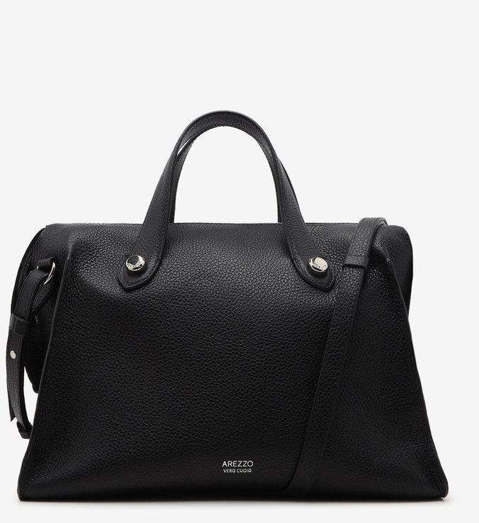 Bolsa Bowling Preta Couro Elis Grande