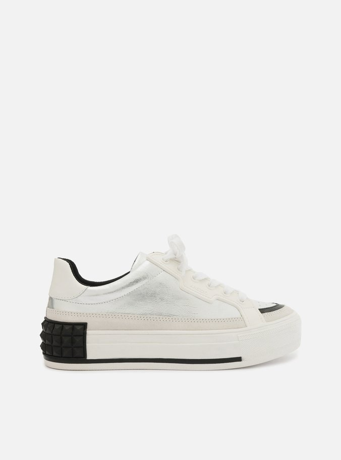 Tênis Prata Flatform Amarração Spikes
