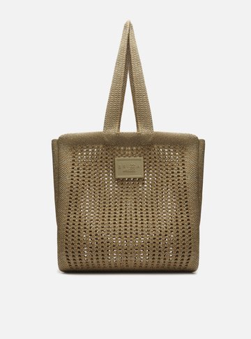 Bolsa Shopping Dourada Metal Grande