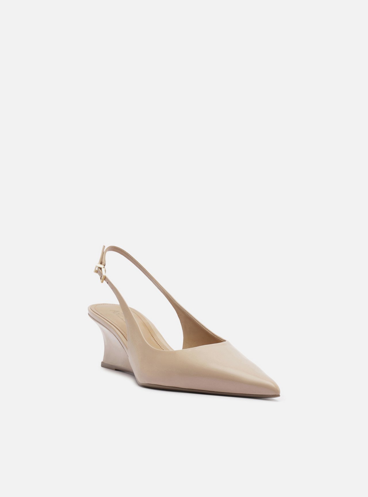Scarpin Bege Couro Salto Baixo Anabela Slingback — foto 2