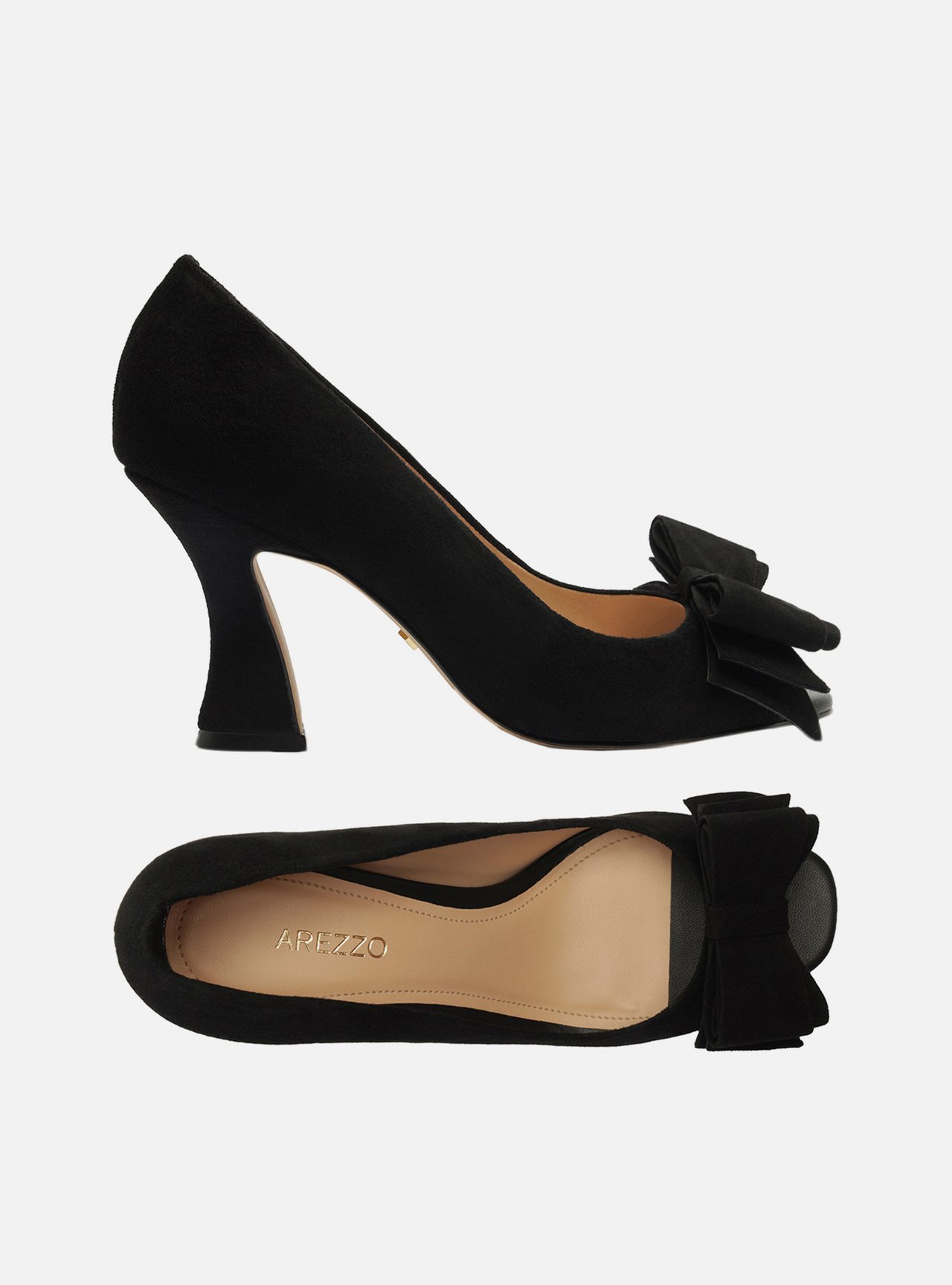 Peep Toe Preto Camurça Salto Médio Laço — foto 5