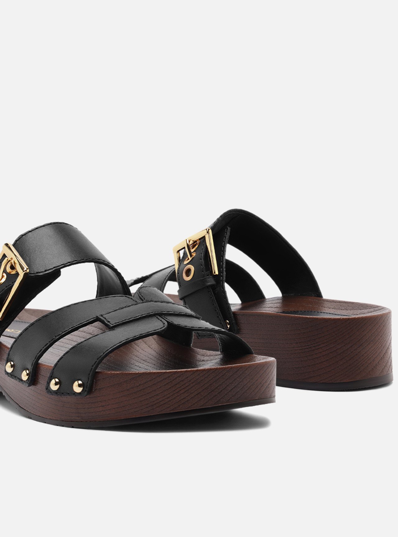Sandália Clog Preta Couro Flatform Lauren — foto 4