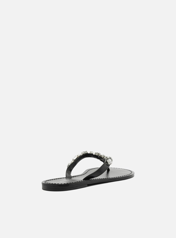 Rasteira Preta Flip Flop Pedrarias