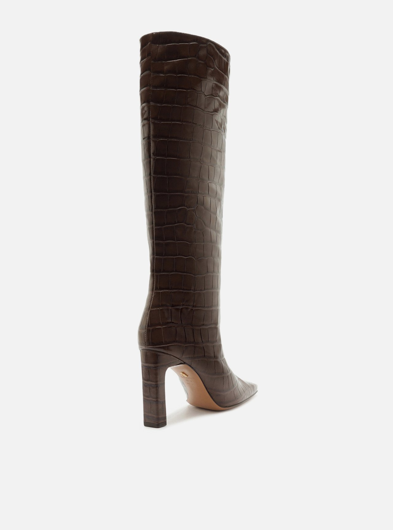 Bota Marrom Cano Longo Salto Bloco Croco — foto 3