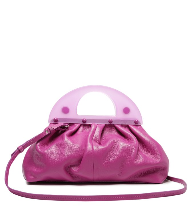 Clutch Roxa Couro Clarissa Média