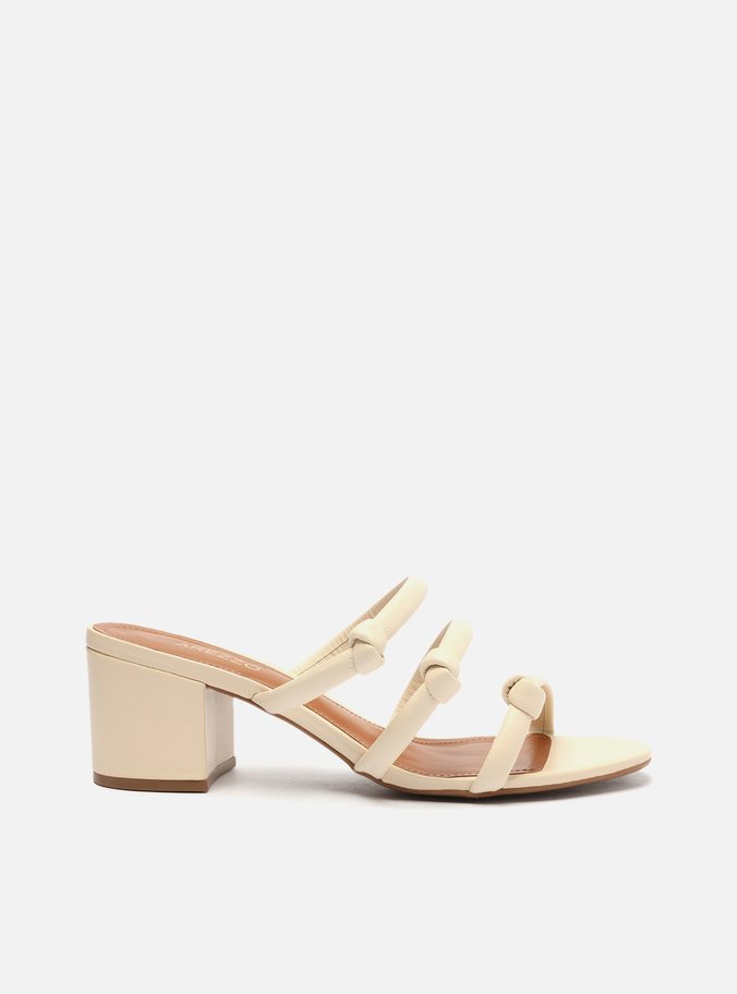 Sandália Off-White Salto Bloco Tiras Nós