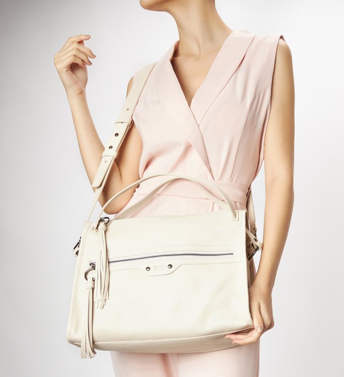 Bolsa Bowling Branca Couro Adriana Grande Off-White