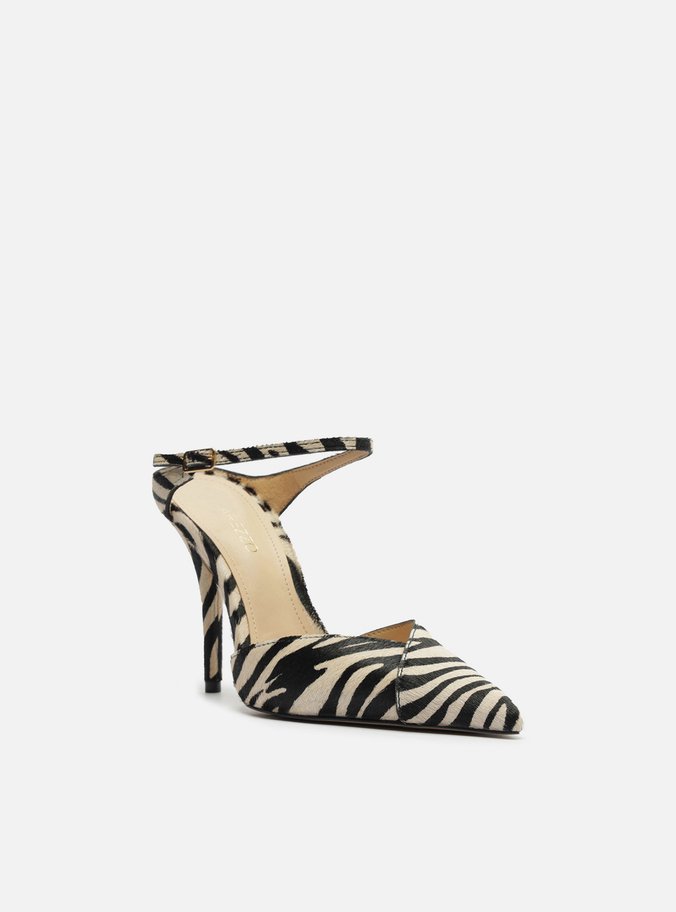 Mule Animal Print Salto Alto Tira Instep