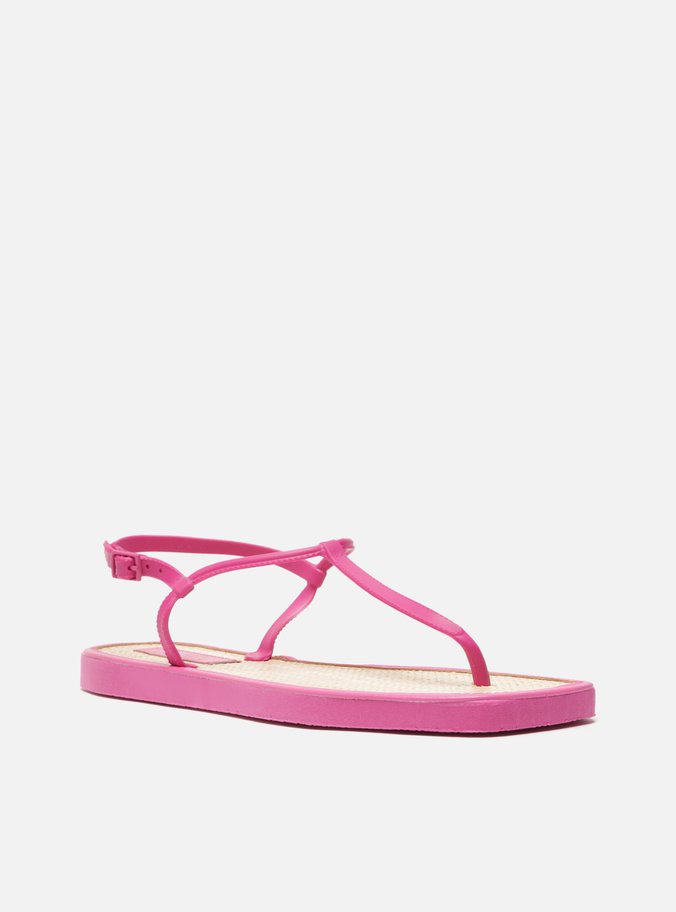 Sandália Rasteira Rosa Slim Square Palmilha
