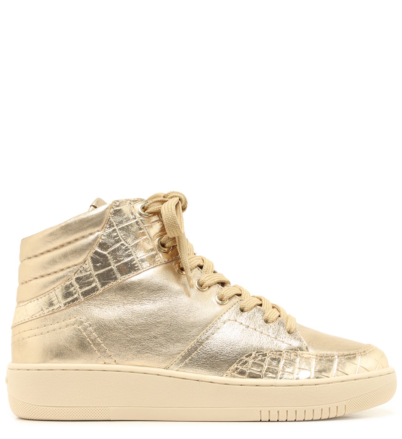 Tenis cano clearance alto dourado masculino