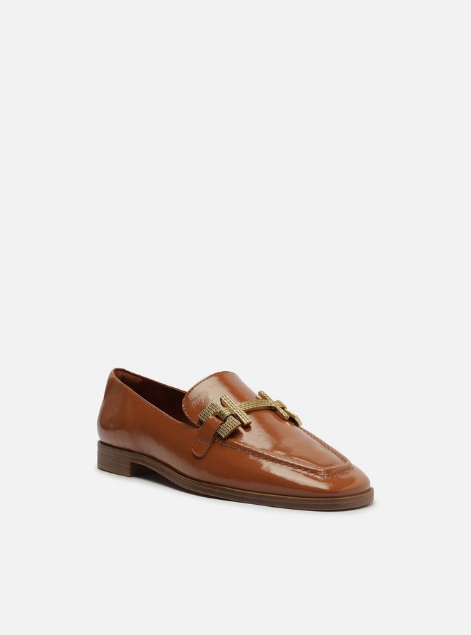 Mocassim Marrom Couro Shine Metal