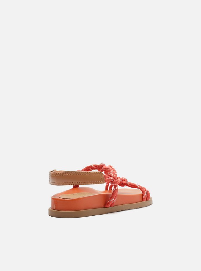 Sandália Papete Laranja Couro Custom Anklet