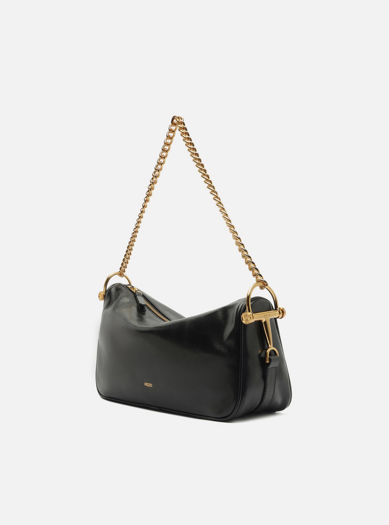 Bolsa Shoulder Preta Couro Média Corrente — foto 2