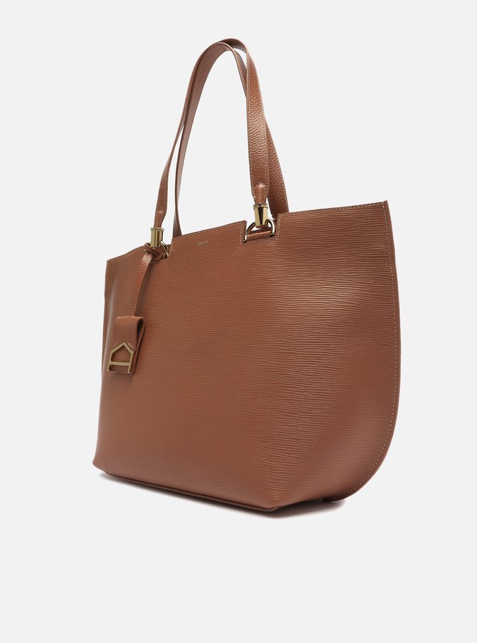 Bolsa Shopping Marrom Couro Abraccio Grande