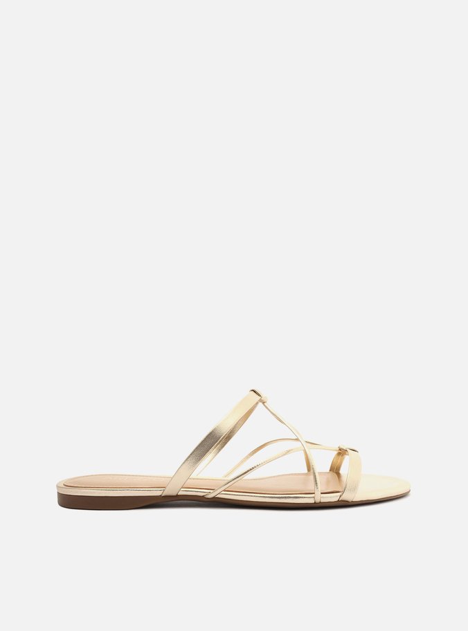 Rasteira Dourada Flat Tiras