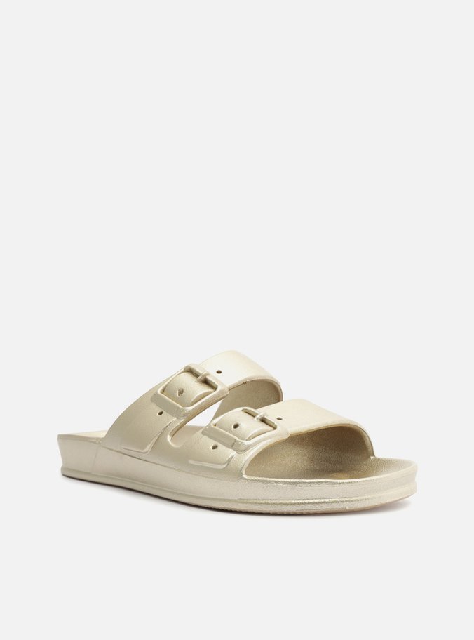 Chinelo Slide Dourado Fivelas Brizza