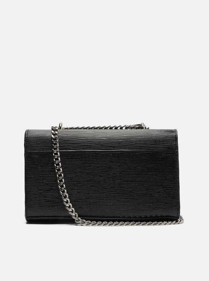 Bolsa Tiracolo Preta Couro Abraccio Wave Pequena