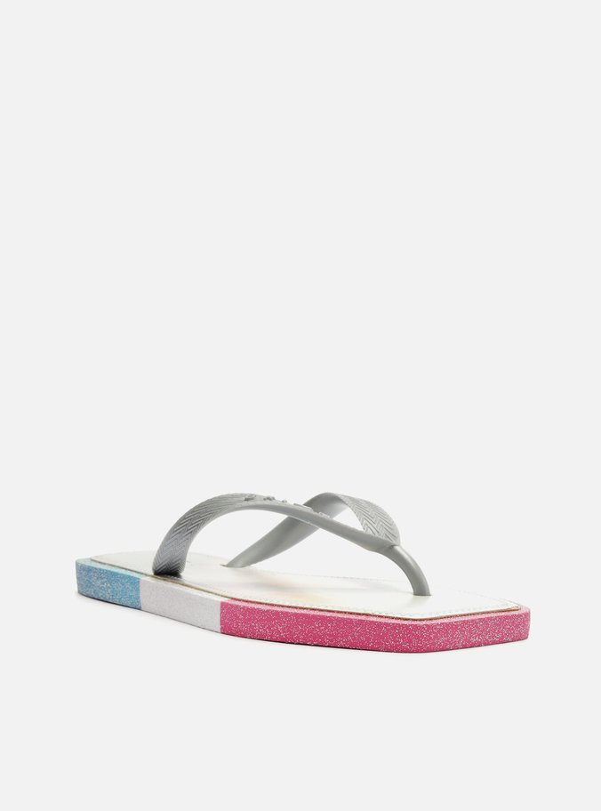 Chinelo de Dedo Prata Color Glitter Square Brizza