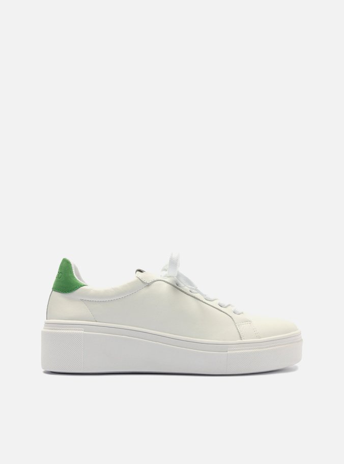 Tênis Branco Couro Sola Alta Verde