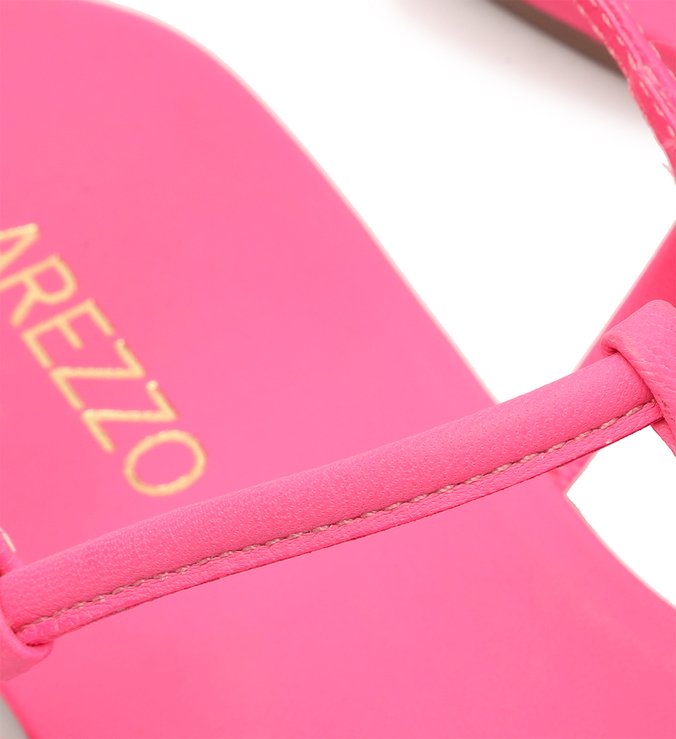 Sandália Rasteira Rosa Neon Slim Básica
