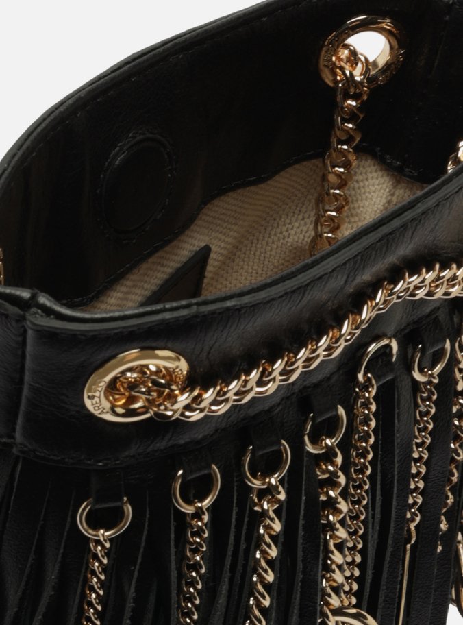 Bolsa Tiracolo Preta Couro Pequena TIG