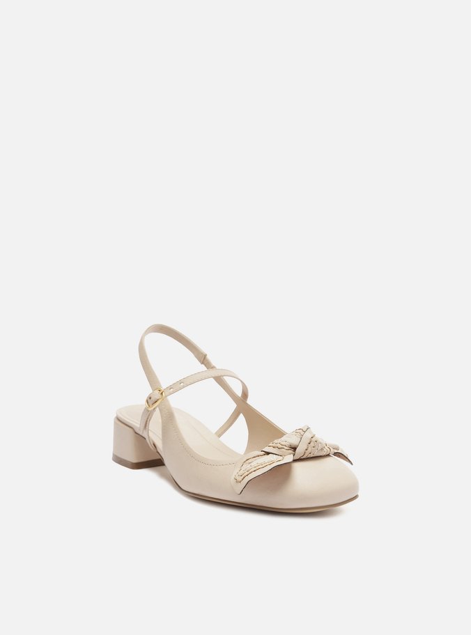 Sapato Boneca Branco Couro Bloco Laço Pesponto