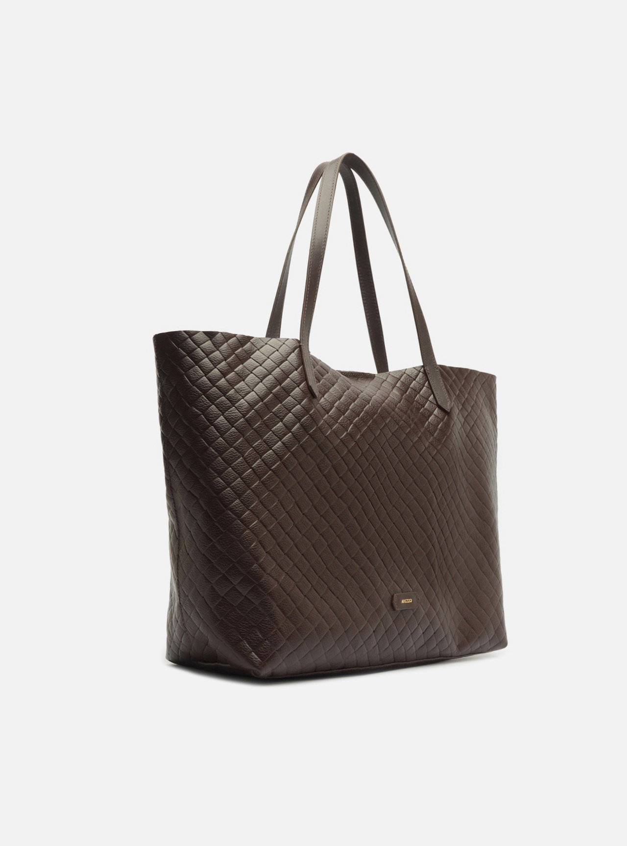 Bolsa Shopping Marrom Couro Grande Tressê — foto 5