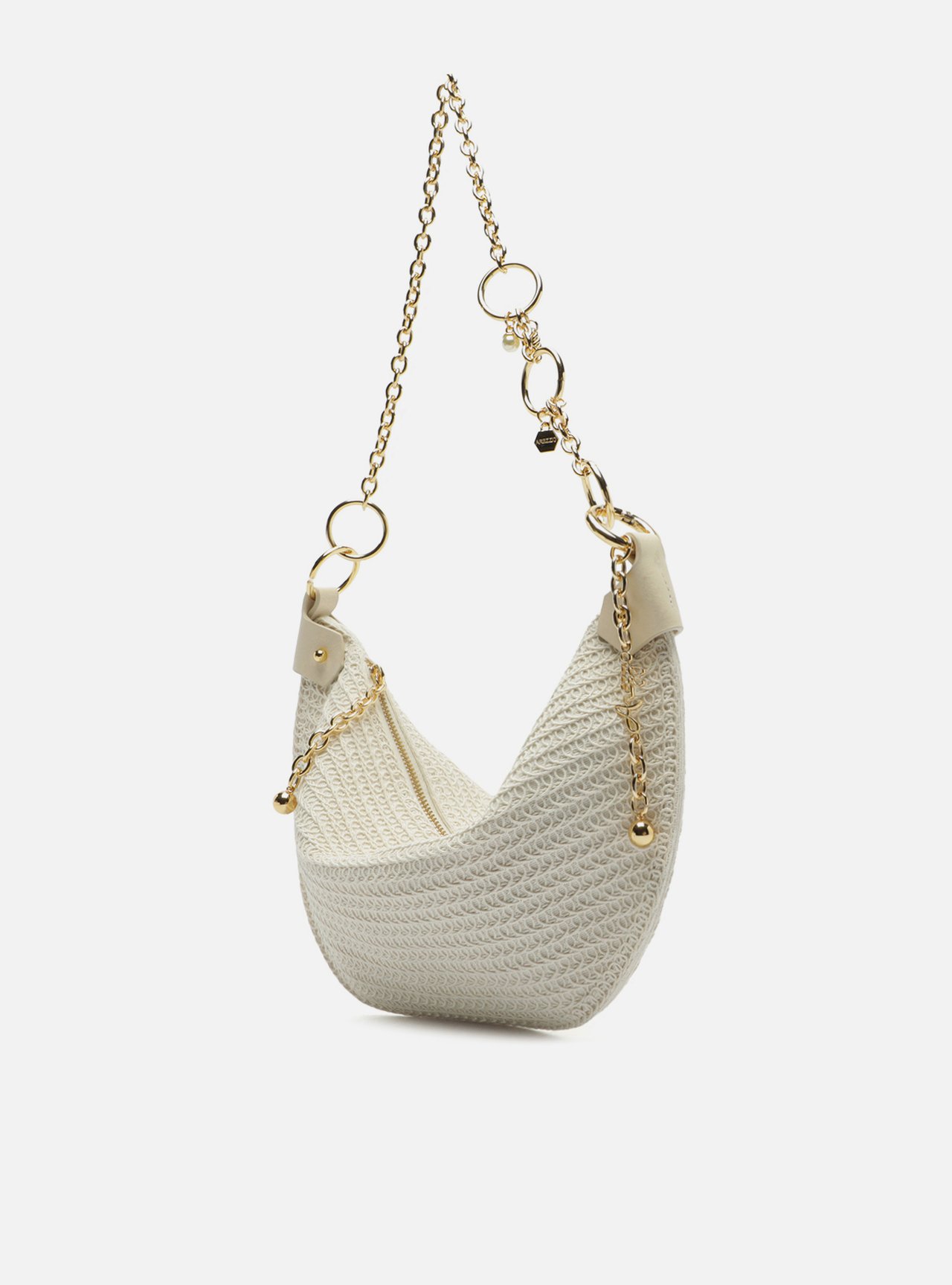 Bolsa Tiracolo Off White Tramada Média Correntes — foto 2
