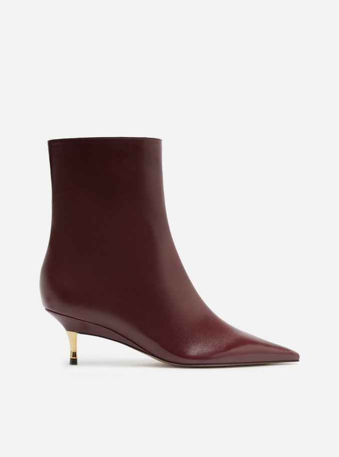 Bota Bordô Couro Bico Fino