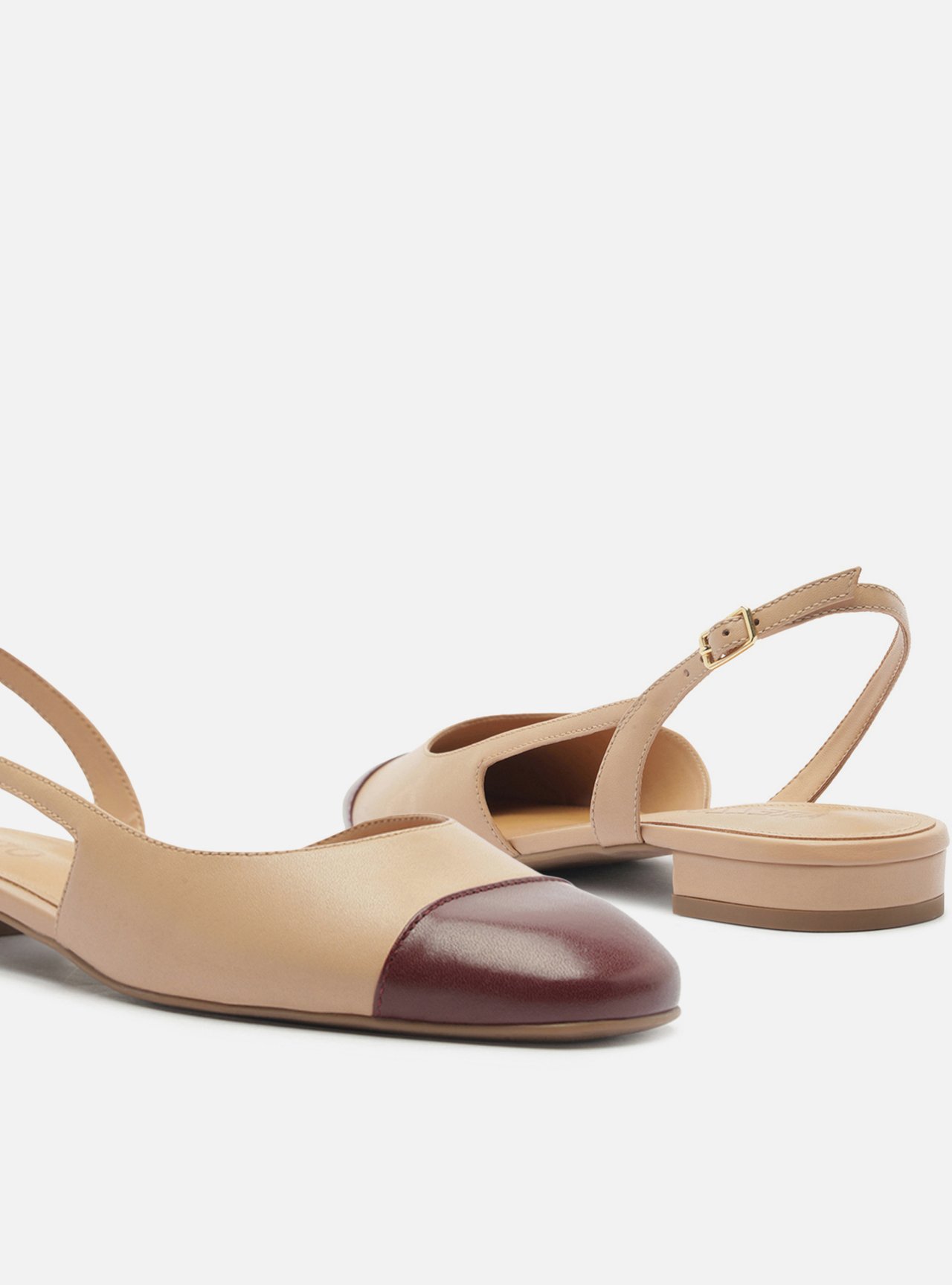 Sapatilha Rosa Claro Couro Slingback Cap Toe Bordô — foto 4