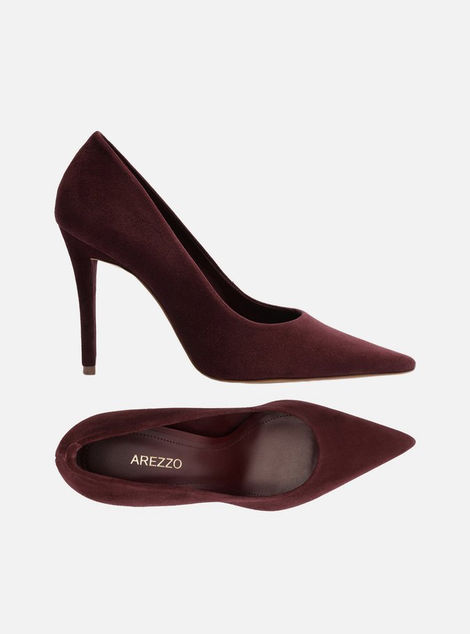 Scarpin Vermelho Camurça Salto Alto Clássico