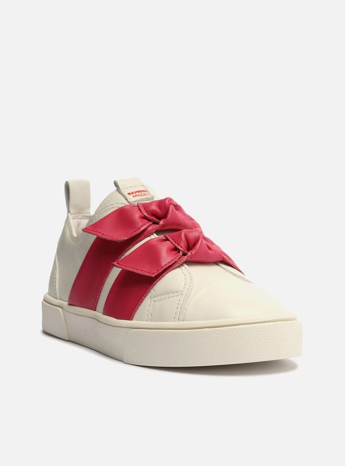 Tênis Infantil Slip On  Branco e Rosa Laço