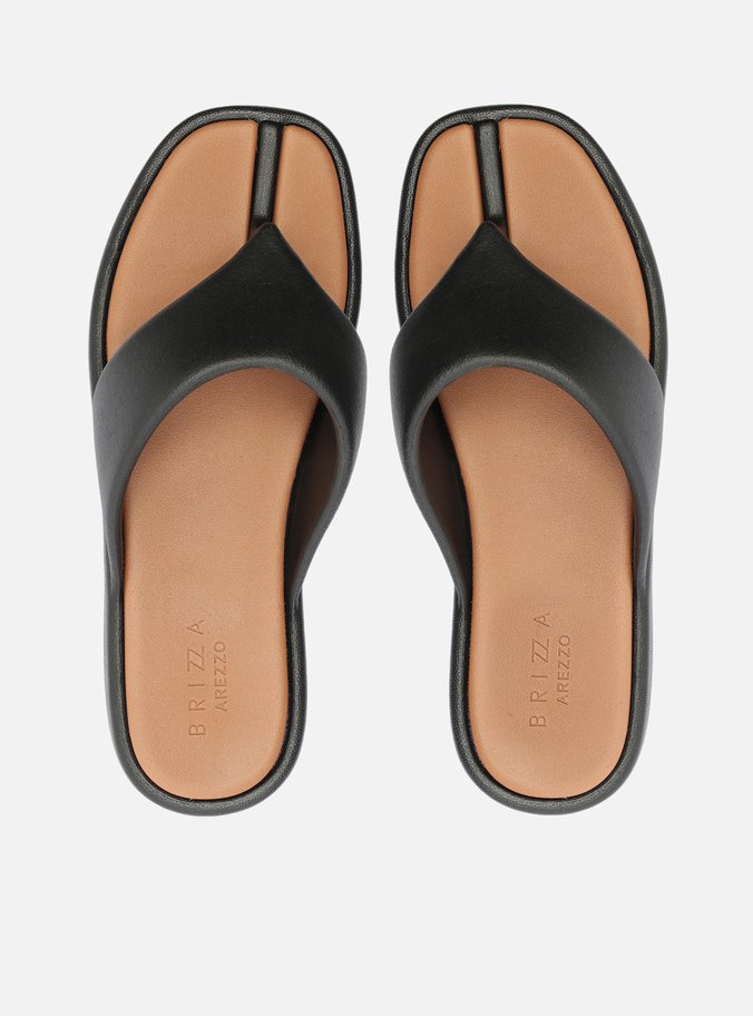 Sandália Preta Flatform Bicolor Tira