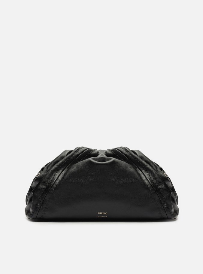 Bolsa Tiracolo Preta Couro Grande Metal